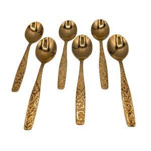 Americana Golden Heritage Flatware Golden Scroll 6 Tablespoons 7" Vintage